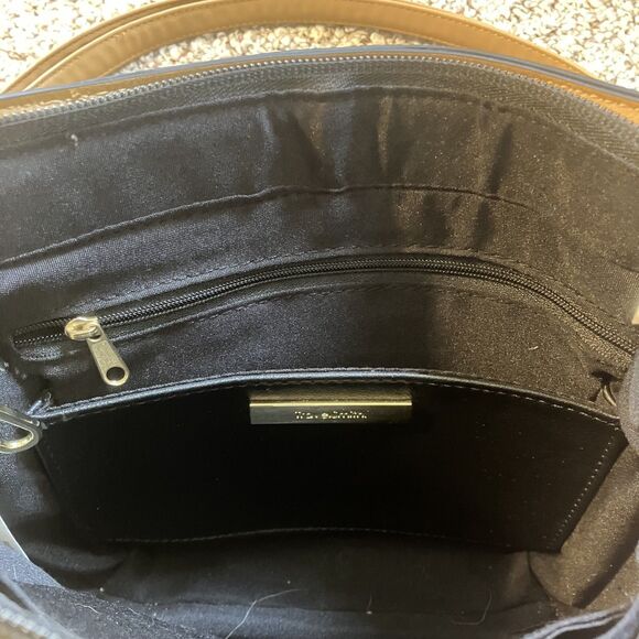 TravelSmith Crossbody Bag RFID Safe Black Tan Brown Classic Color Block Preppy - Picture 9 of 13